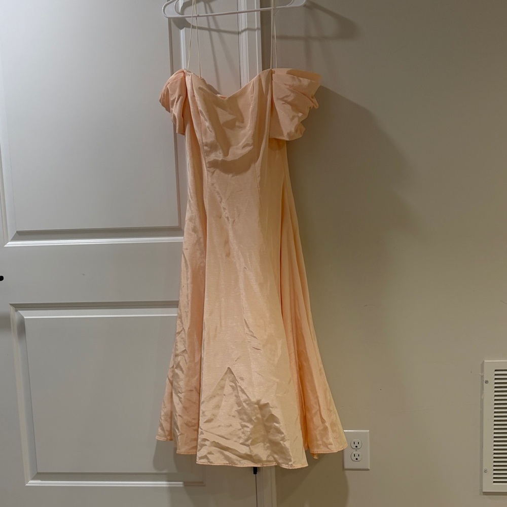 Elegant Peach Off-Shoulder Wedding Dress